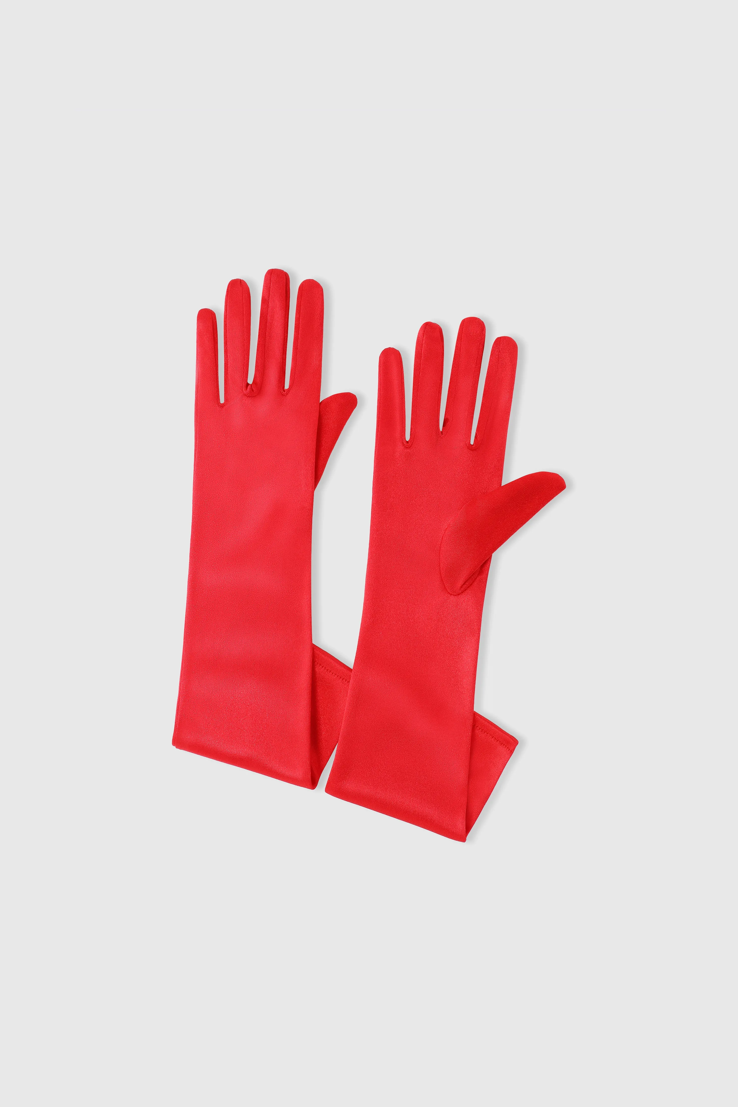 15" Long Stretchy Satin Flapper Gloves