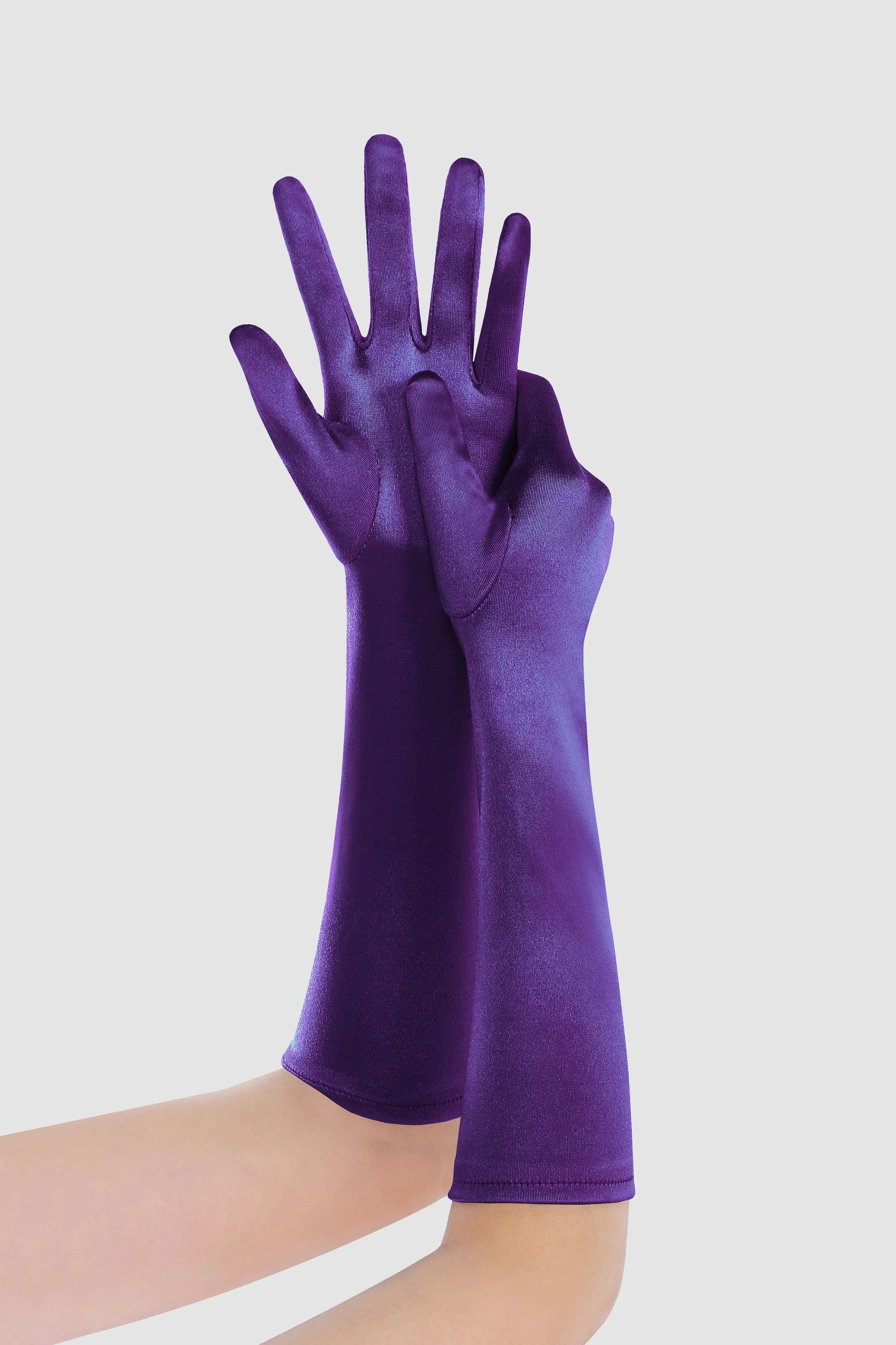 15" Long Stretchy Satin Flapper Gloves