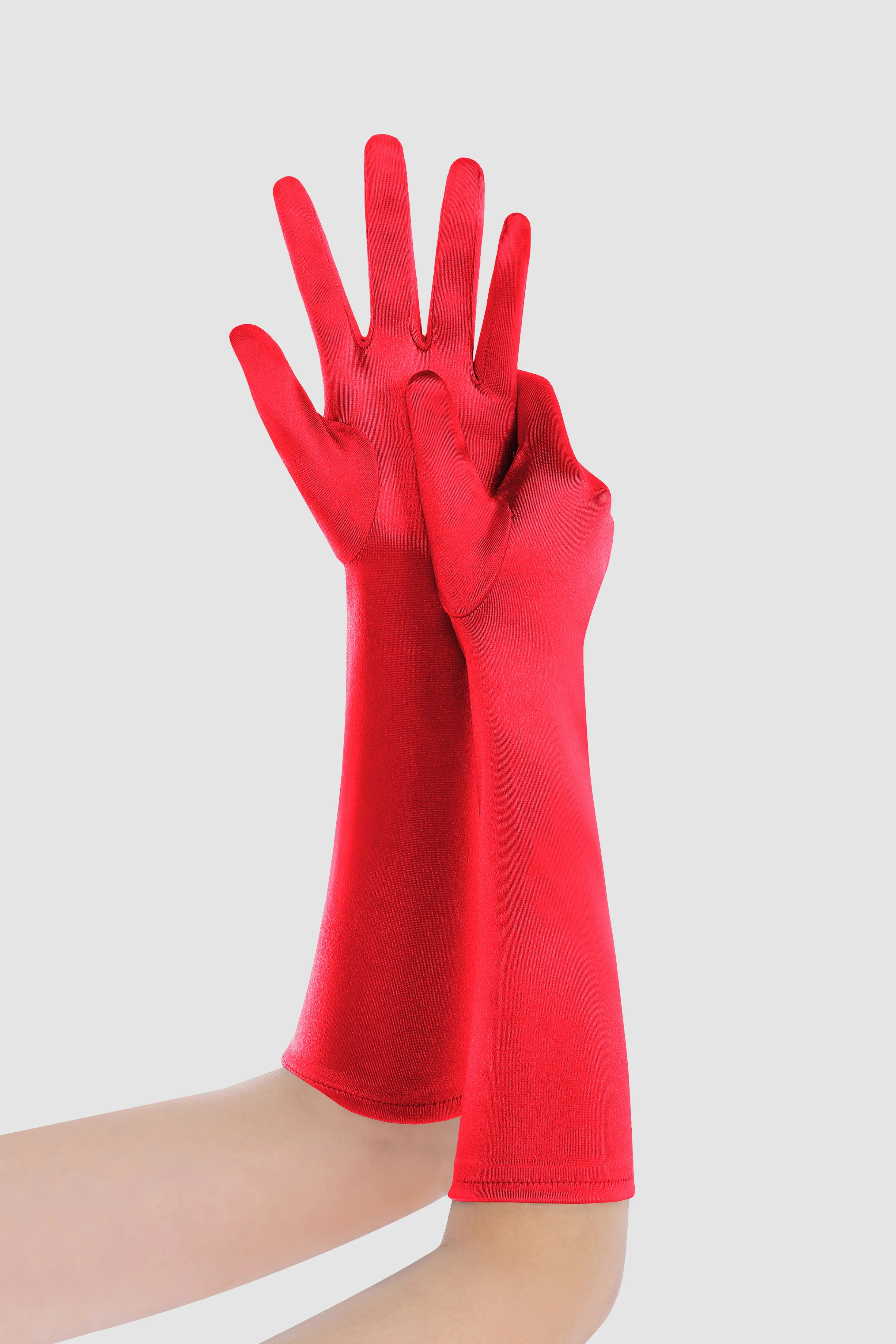 15" Long Stretchy Satin Flapper Gloves