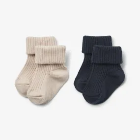 2 pk Wool Rib Socks Ziggy - navy