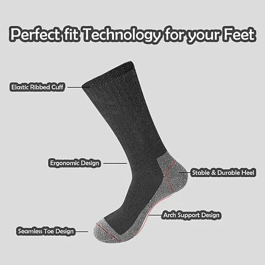 5-Pairs: Men's Warm Thick Merino Lamb Wool Socks for Winter Cold Weathers