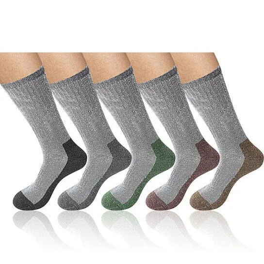 5-Pairs: Men's Warm Thick Merino Lamb Wool Socks for Winter Cold Weathers