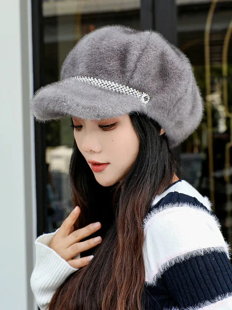 Adjustable Autumn Winter Casual Faux Fur Hat Outdoor Women's Cap