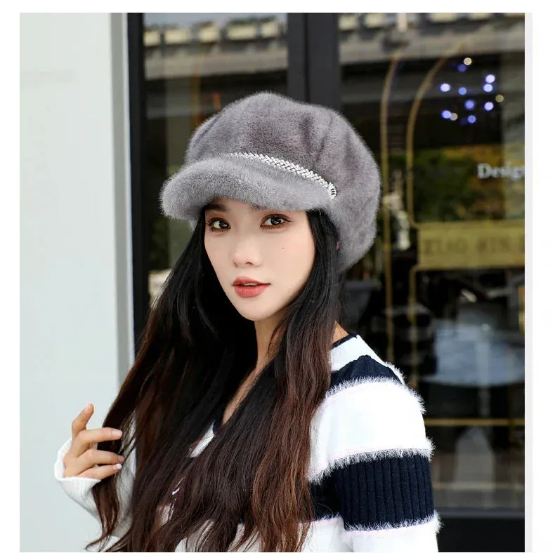 Adjustable Autumn Winter Casual Faux Fur Hat Outdoor Women's Cap