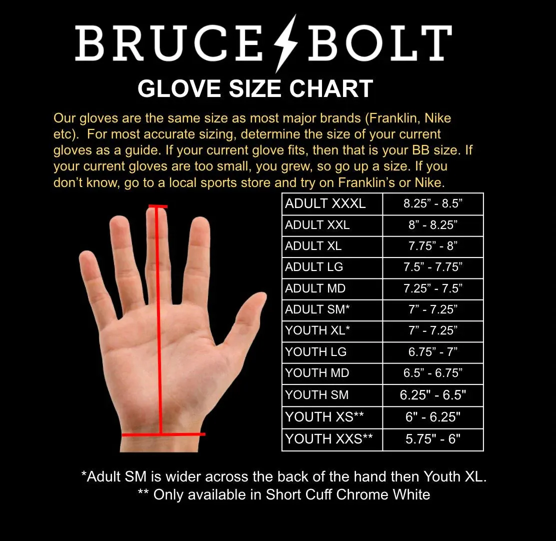 Bruce Bolt - BADER Series Youth Short Cuff Batting Gloves | BADER WHITE