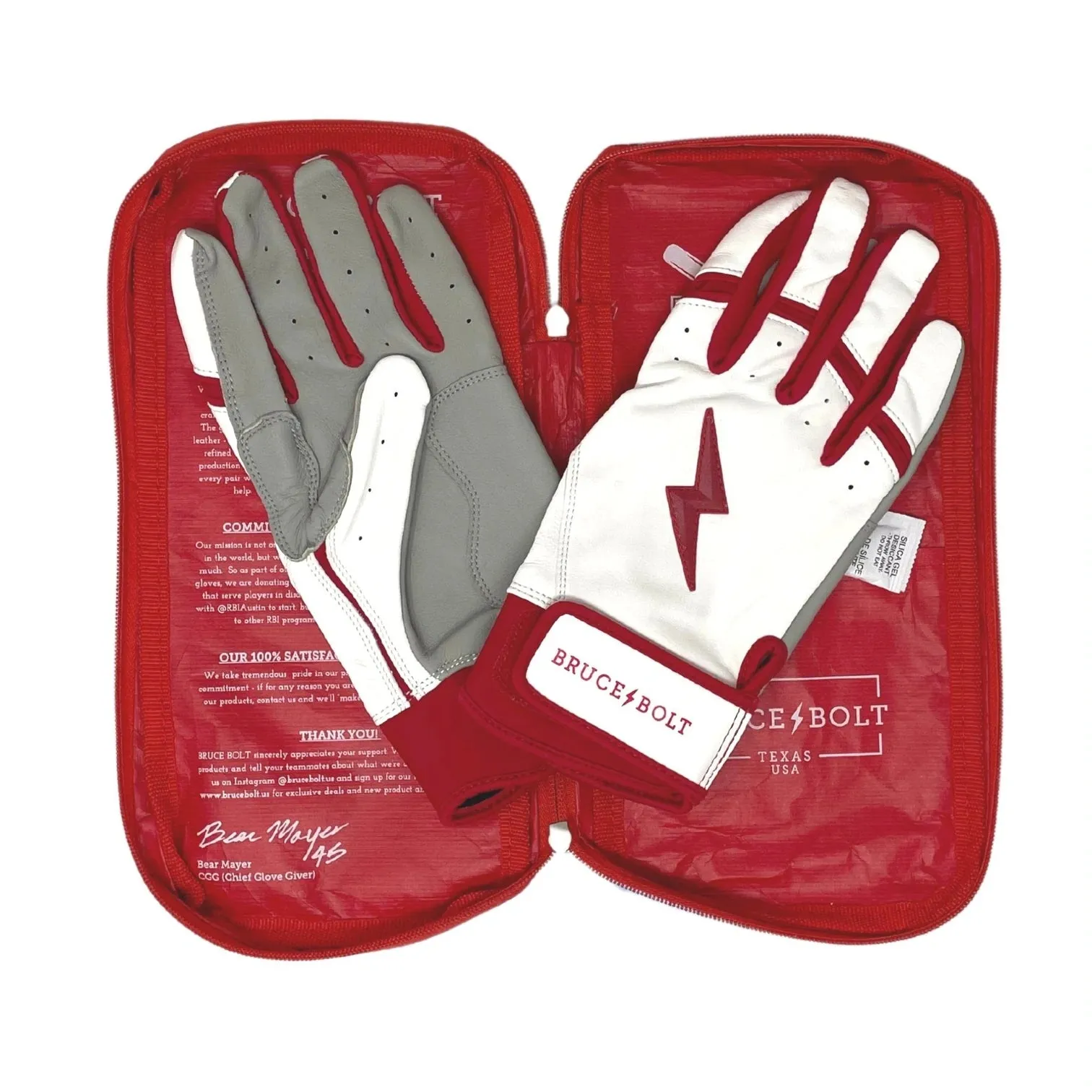 Bruce Bolt - BADER Series Youth Short Cuff Batting Gloves | BADER WHITE