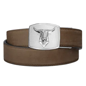 BULL BUCKLE | MOCHA BUFFALO LEATHER GUN BELT