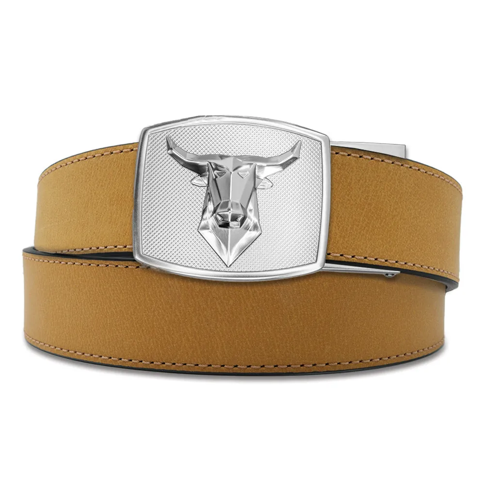 BULL BUCKLE | TAN BUFFALO LEATHER GUN BELT