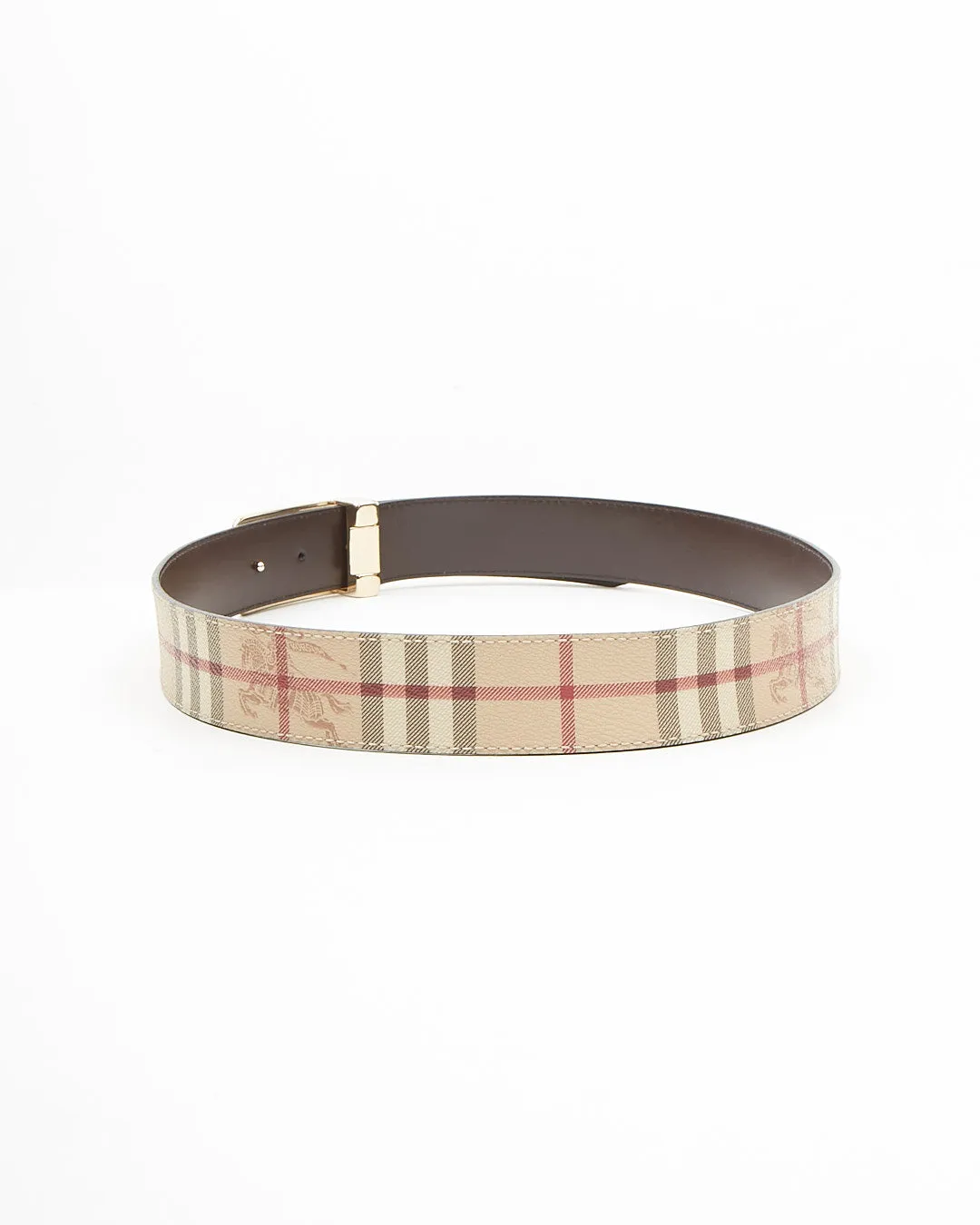 Burberry Beige Nova Check Coated Canvas & Leather Reversible Belt - 100