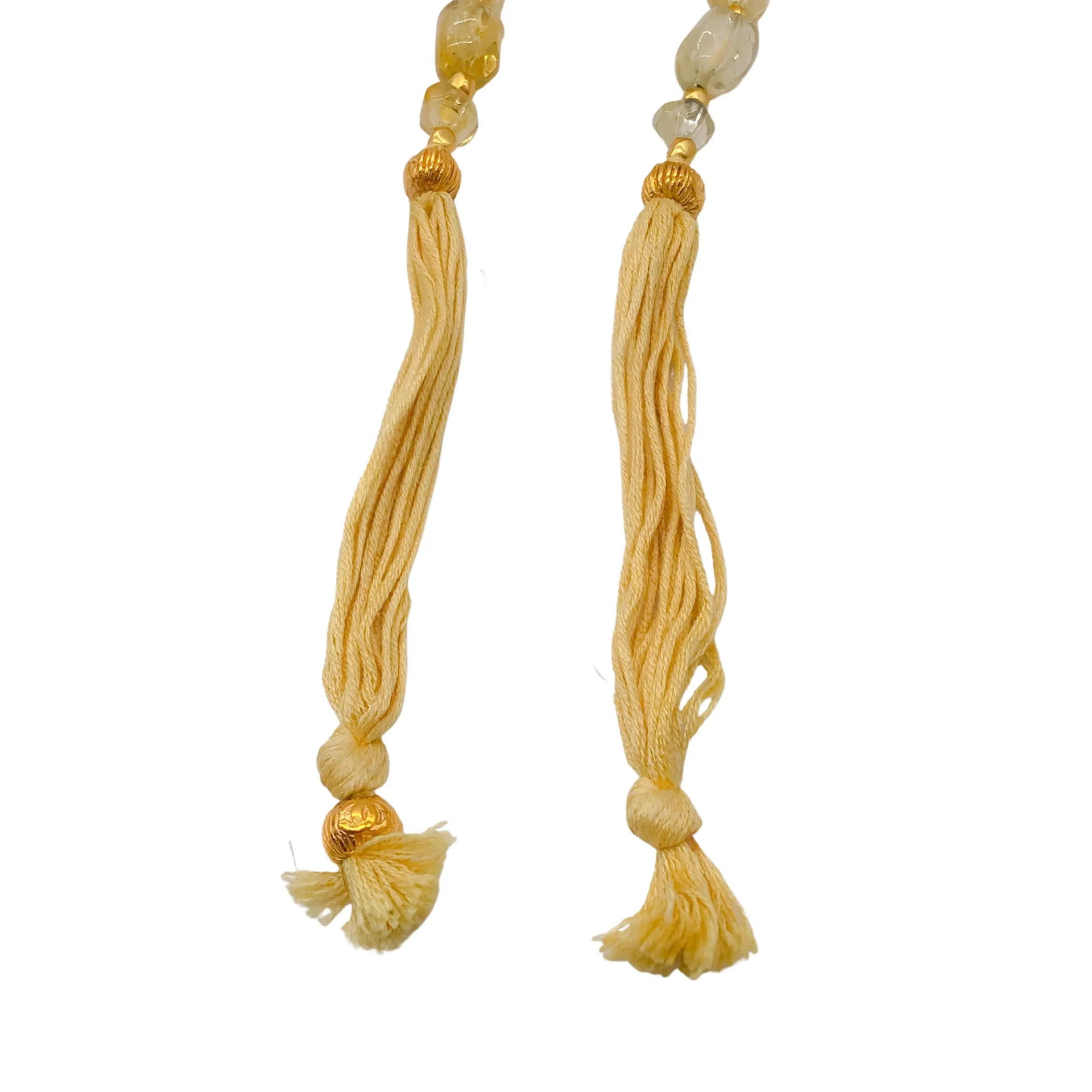 Chanel Vintage 1999 Yellow Resin Stone and Gold CC Logo Charm Tassel Detail Belt