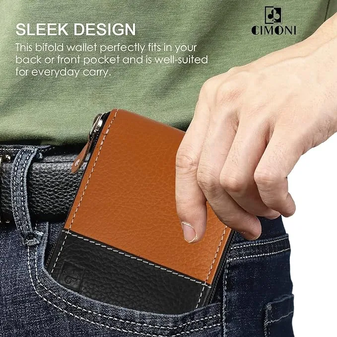 CIMONI® Premium Vegan Leather Belt & Wallet Combo for Men RFID Protection Dual Tone Wallets & Reversible Belts