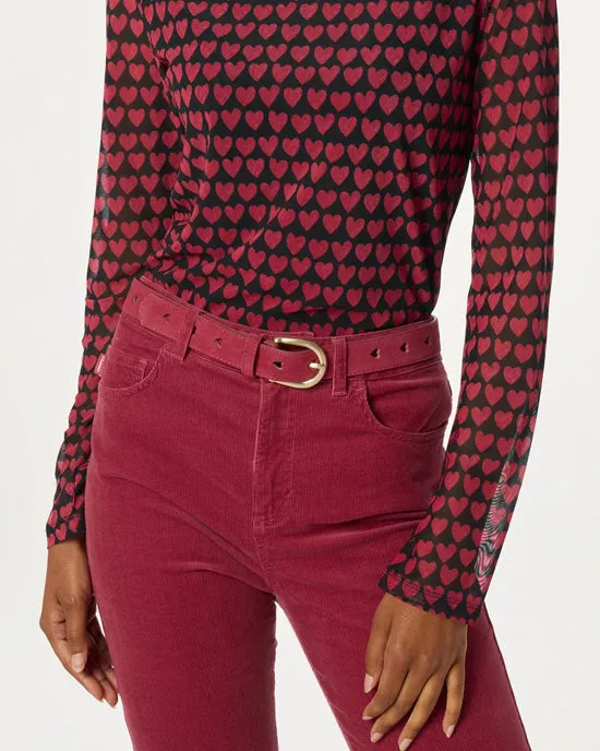 Cut It Out Heart Belt Cerise red