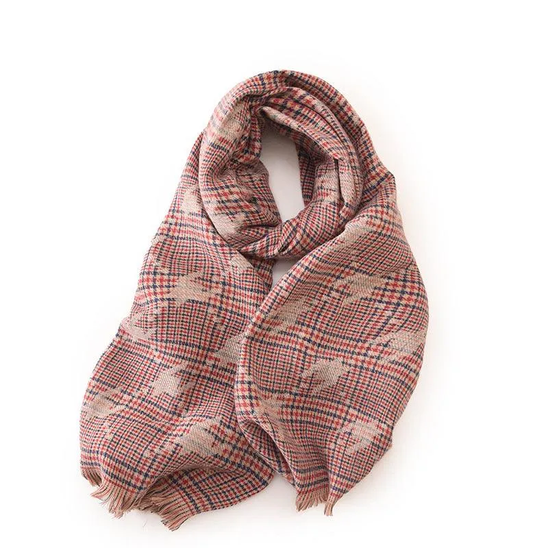 Elegant Houndstooth Warm Scarf for Women - Imitation Cashmere