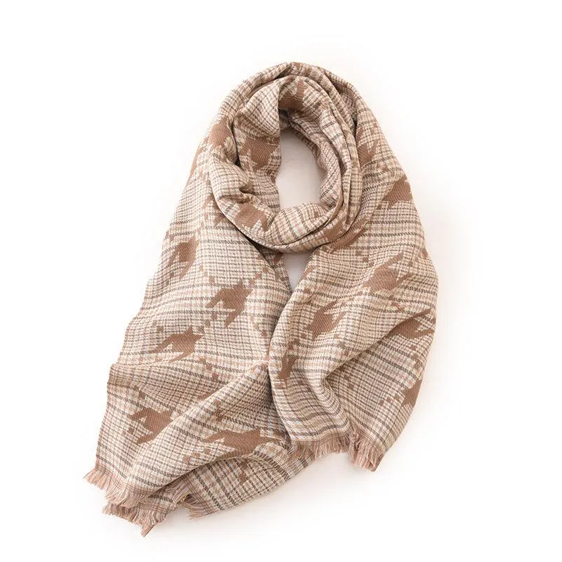 Elegant Houndstooth Warm Scarf for Women - Imitation Cashmere