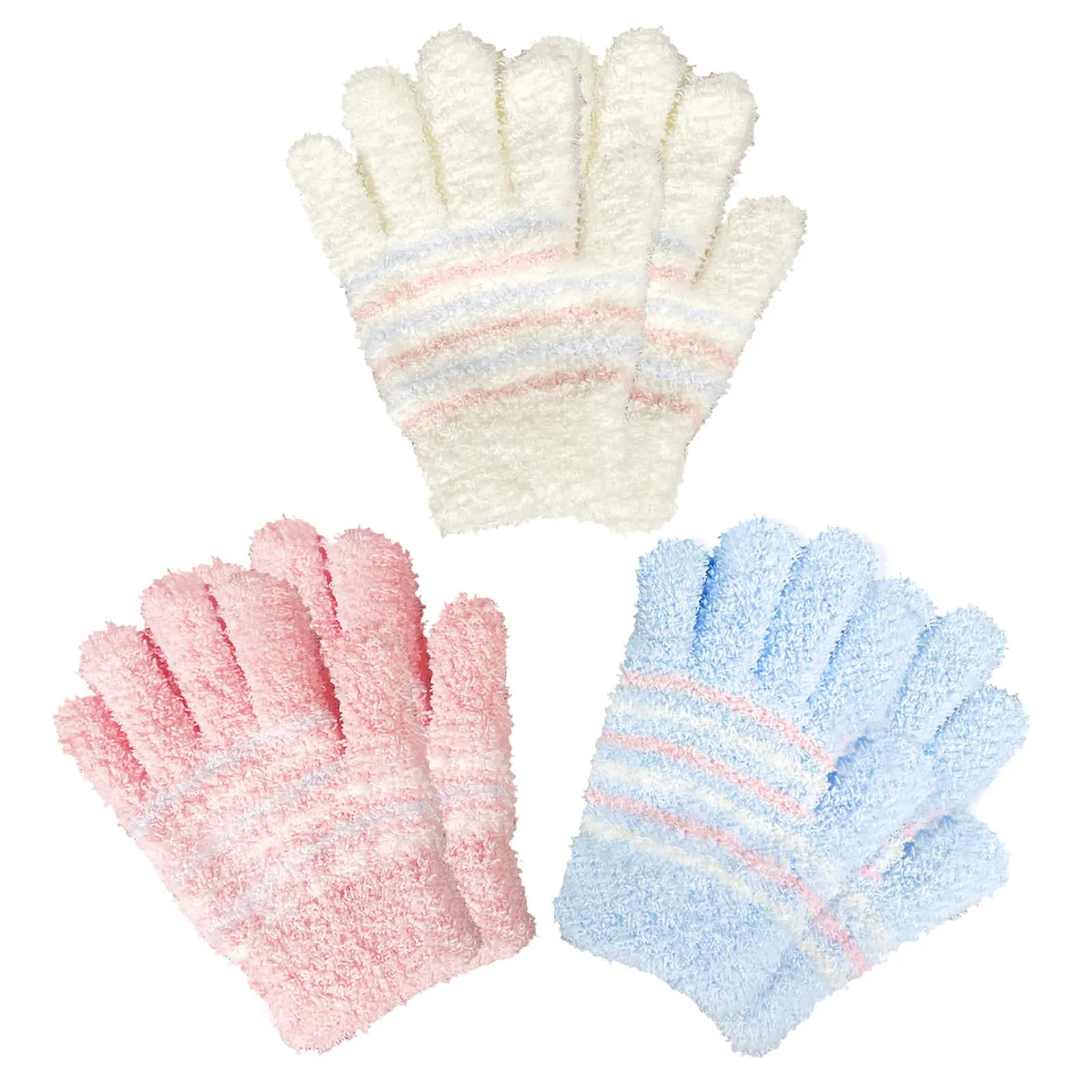 EvridWear Kids Fluffy Winter Gloves in Pastel Colors - Warm & Stretchy