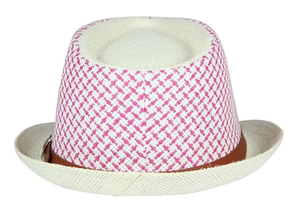 FabSeasons Pink Casual Fedora Hats with Brown Belt