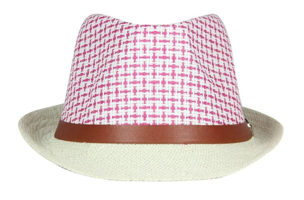 FabSeasons Pink Casual Fedora Hats with Brown Belt