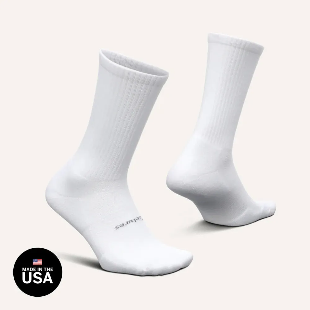 Feetures High Performance Max Cushion Crew Socks - White