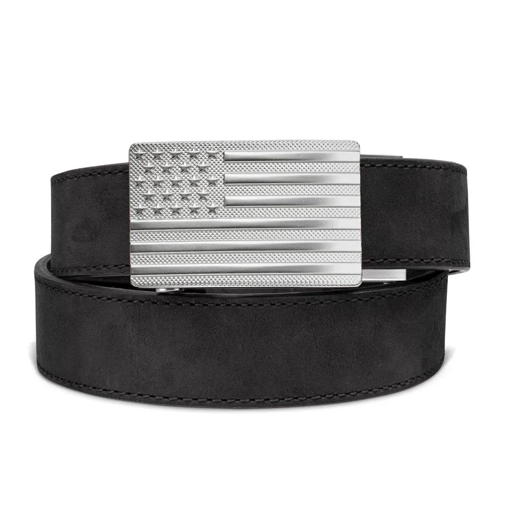 FLAG BUCKLE | BLACK BUFFALO LEATHER GUN BELT