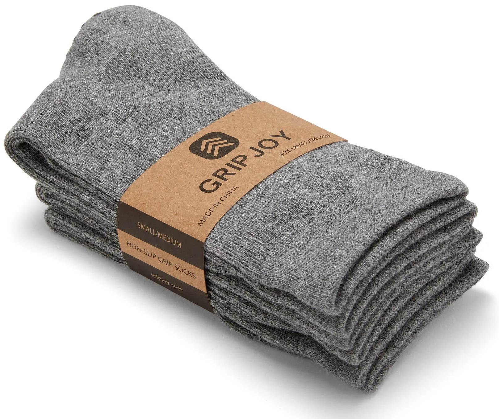 Gripjoy Socks Men's Light Grey Original Crew Non-Slip Socks (3 Pair Pack)