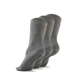 Gripjoy Socks Men's Light Grey Original Crew Non-Slip Socks (3 Pair Pack)