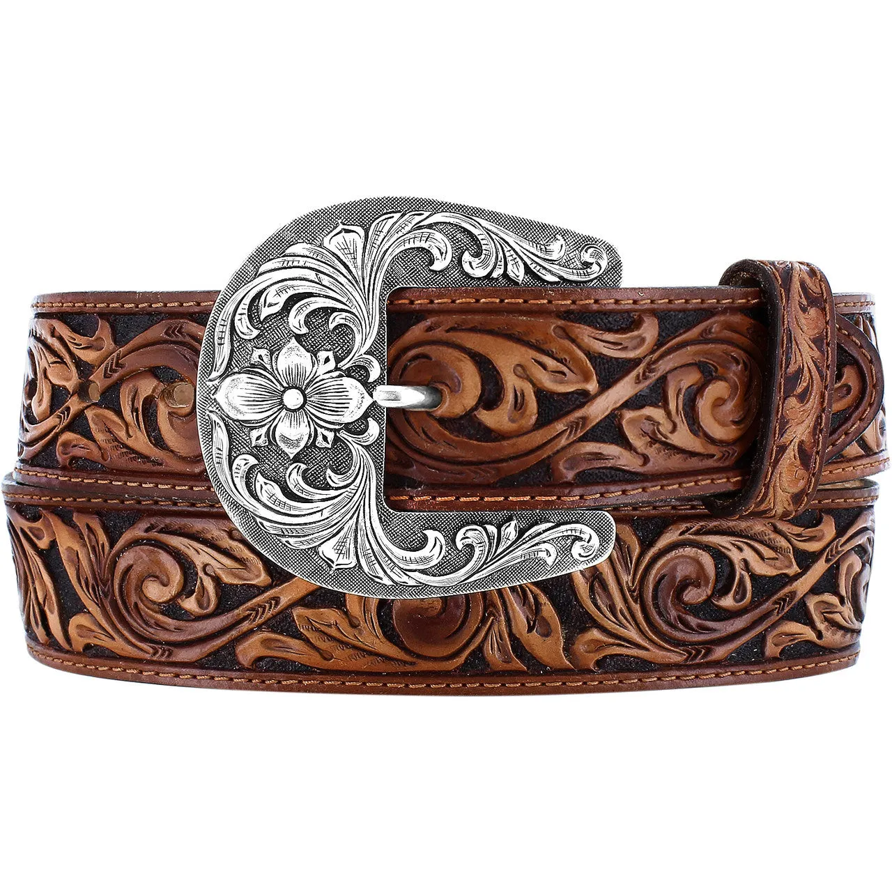 Hand Tooled De Leon Leather Belt by Leegin C42594