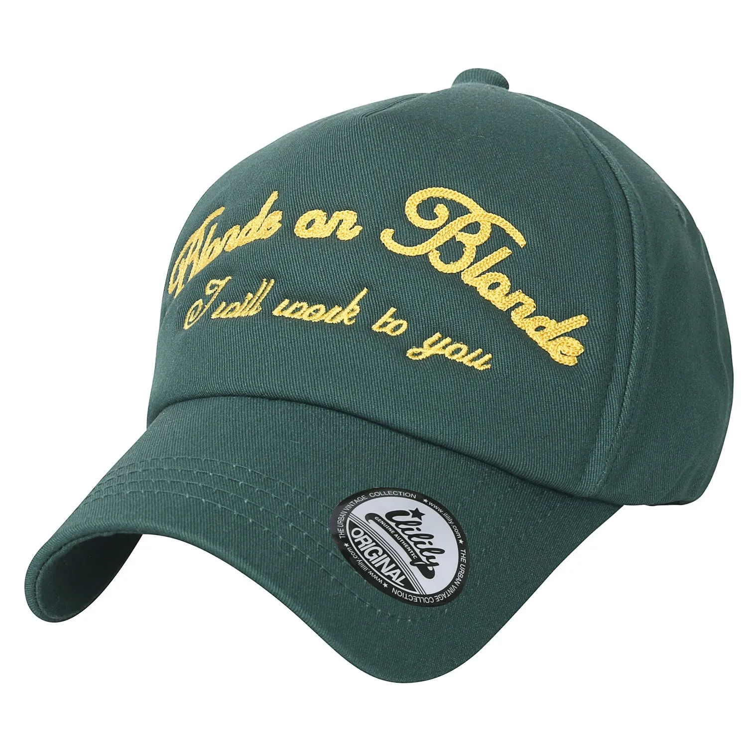 ililily Letter Embroidered Cotton Baseball Cap Strap Back Trucker Hat