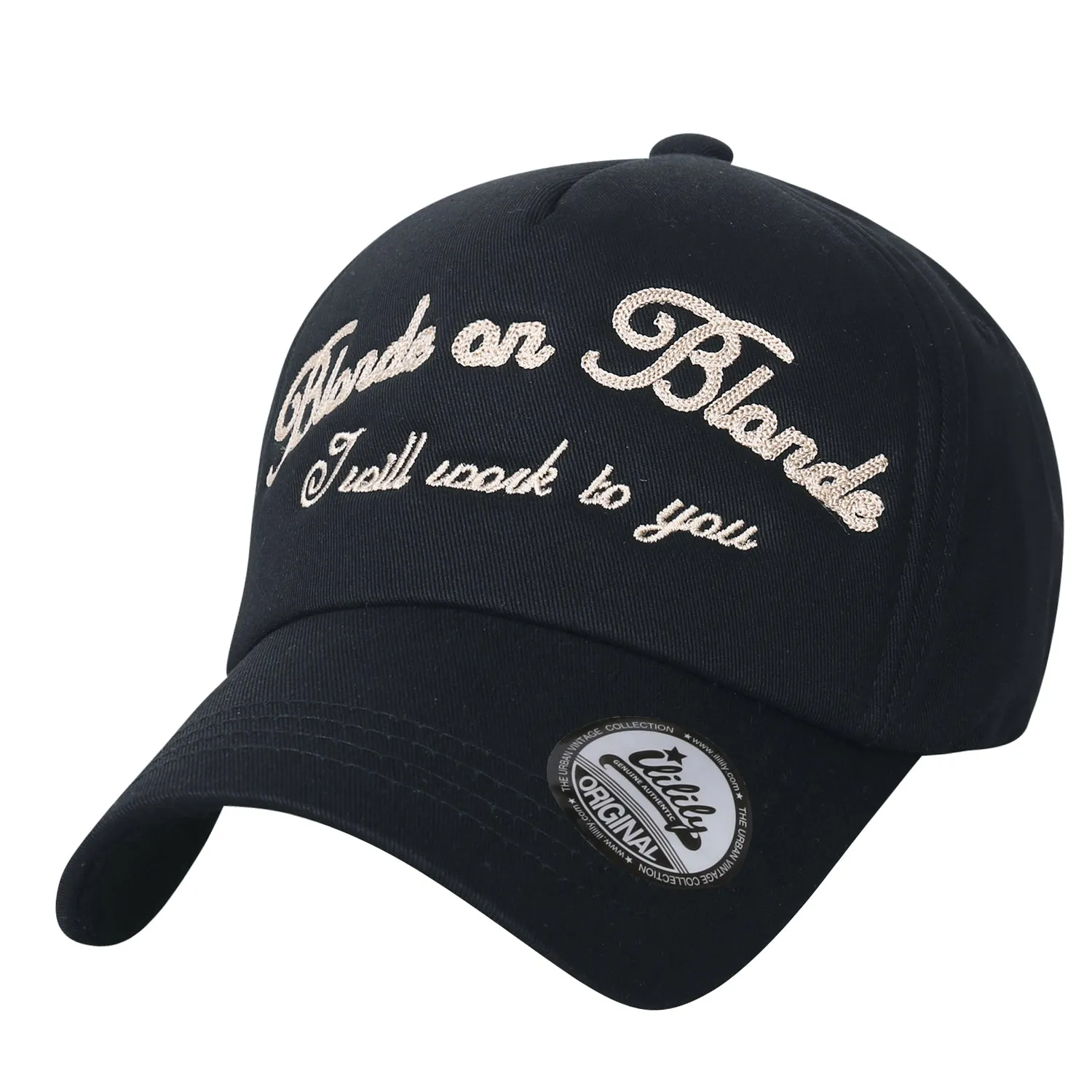 ililily Letter Embroidered Cotton Baseball Cap Strap Back Trucker Hat