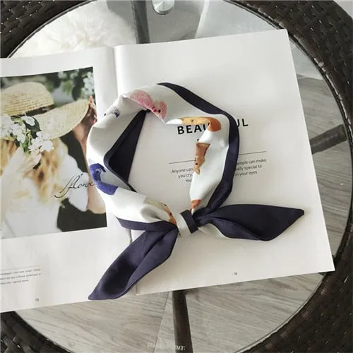 Japanese and Korean style retro sweetness Cat butterfly Shantou Carrot pattern cute simple fashionable elegant headkerchief