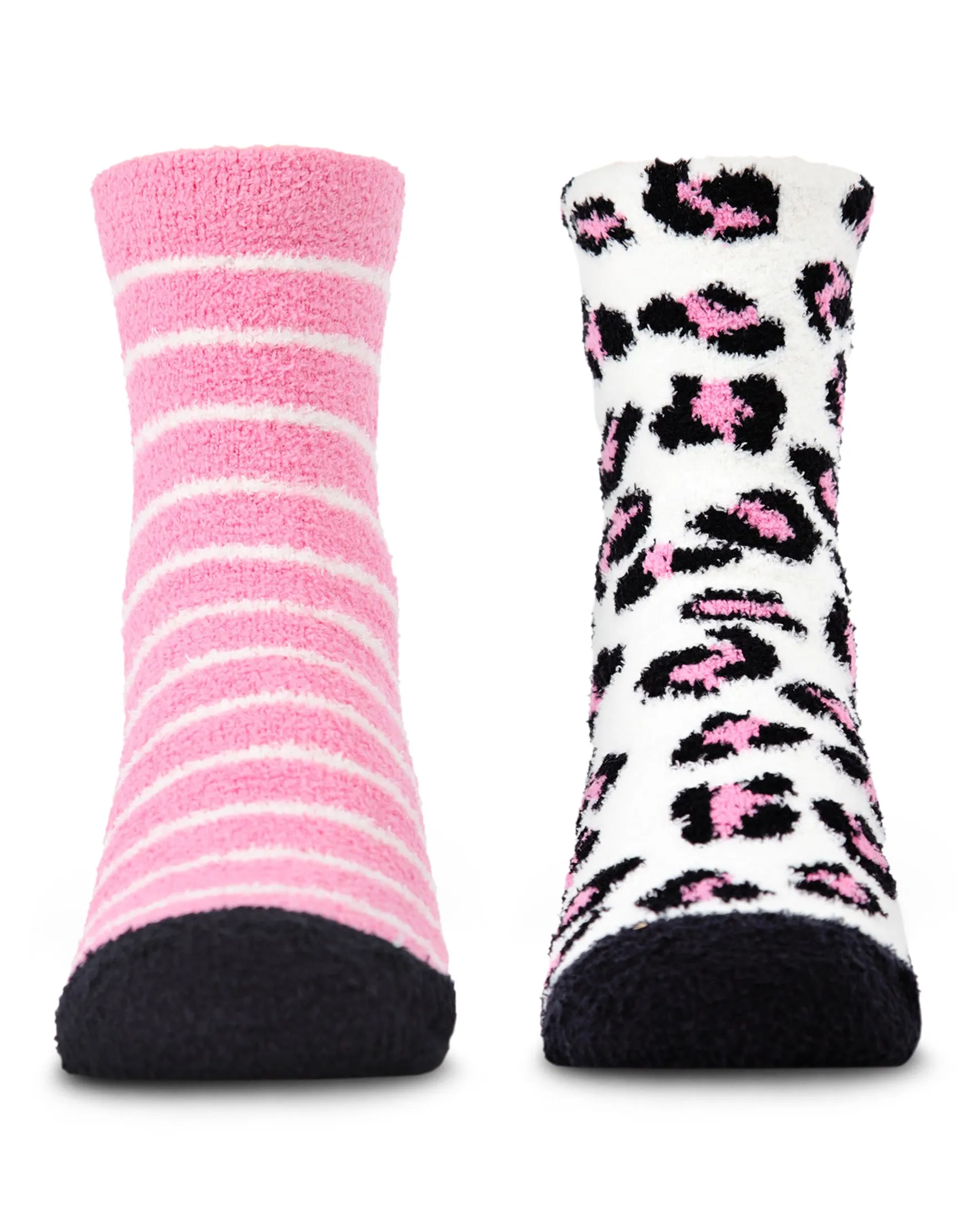 Leopard Girls Fuzzy Non-Skid Socks 2-Pair