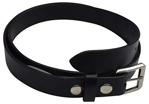 Men's Genuine Full Grain Leather Black Casual Dress Belt with Removable Buckle