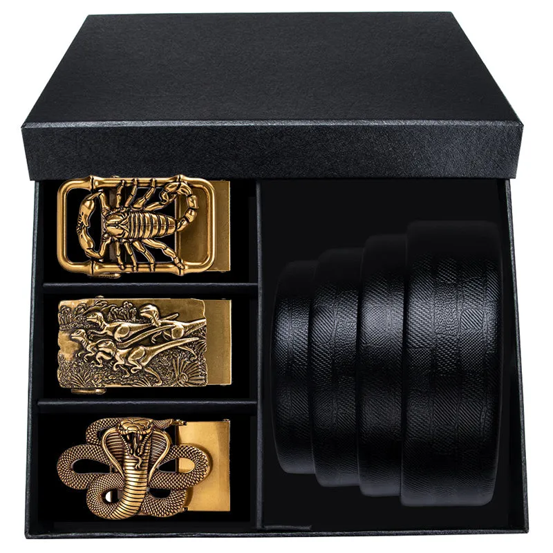 Men's Genuine Leather Set | Belt With Automatic Buckle