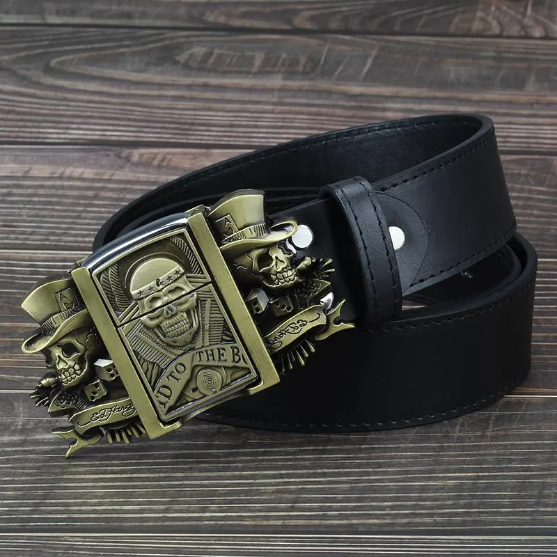 Men's Leather Belt With Buckle Lighter