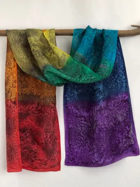 “Mermaid Chakras" - Hand-dyed Silk Scarf - $130