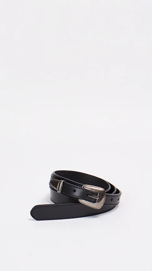 Minimal Western Belt in Black