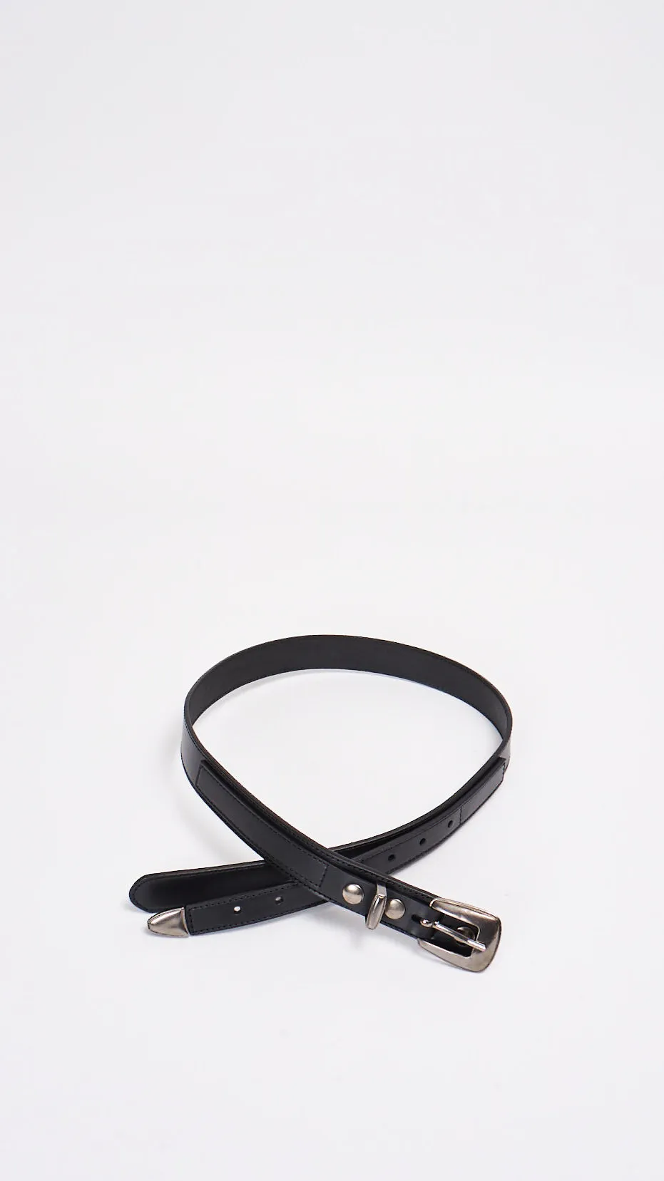 Minimal Western Belt in Black