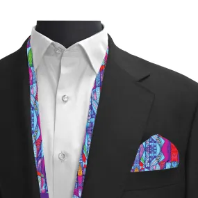 PAKISTANI BRAND SCARF AND POCKET SQUARE SET - ABSTRACT DOODLES