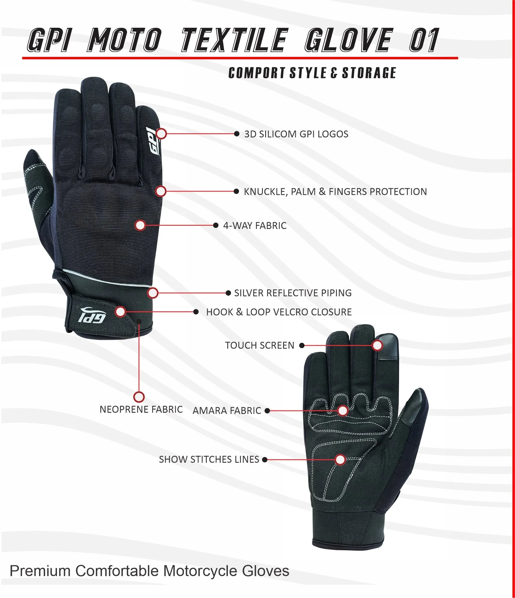 Premium Soft Motorcycle Full Black Gloves