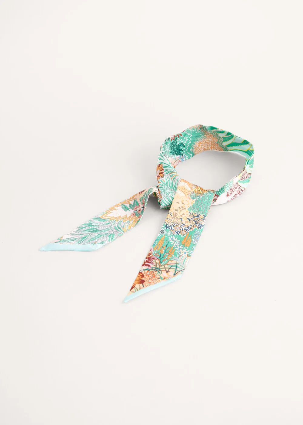 SAFFRON SATIN SCARF - JUNGLE TEAL