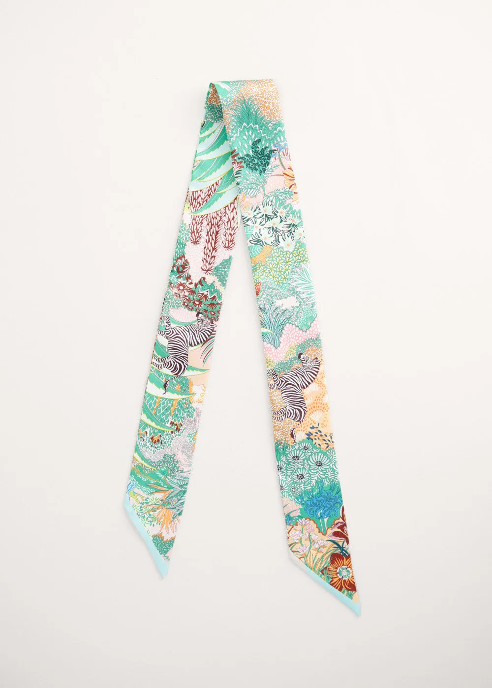 SAFFRON SATIN SCARF - JUNGLE TEAL