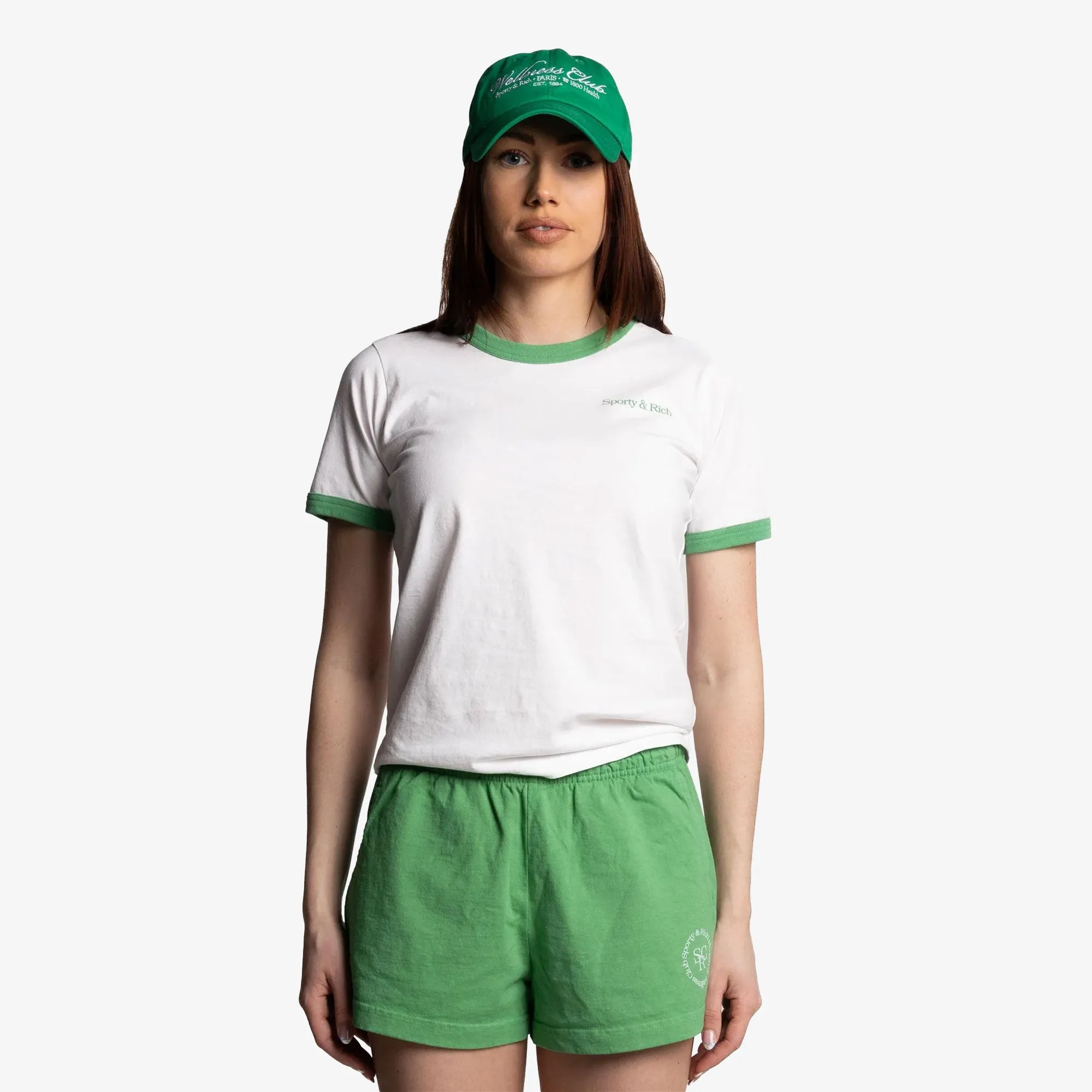 SPORTY & RICH | 1800 HEALTH EMBROIDERED HAT { VERDE/WHITE