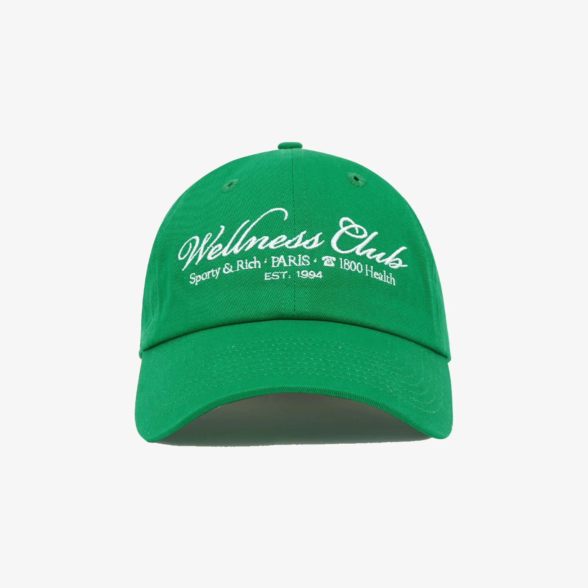 SPORTY & RICH | 1800 HEALTH EMBROIDERED HAT { VERDE/WHITE