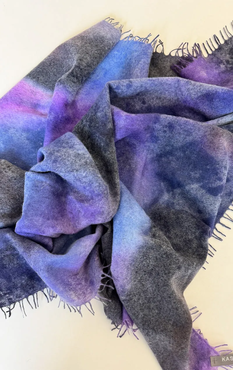 Two Ply Felted cashmere bandana scarf Purple