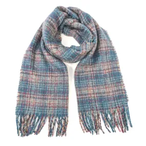 Vetrino - Fuzzy Thick Check Scarf (50x180cm) - Blues