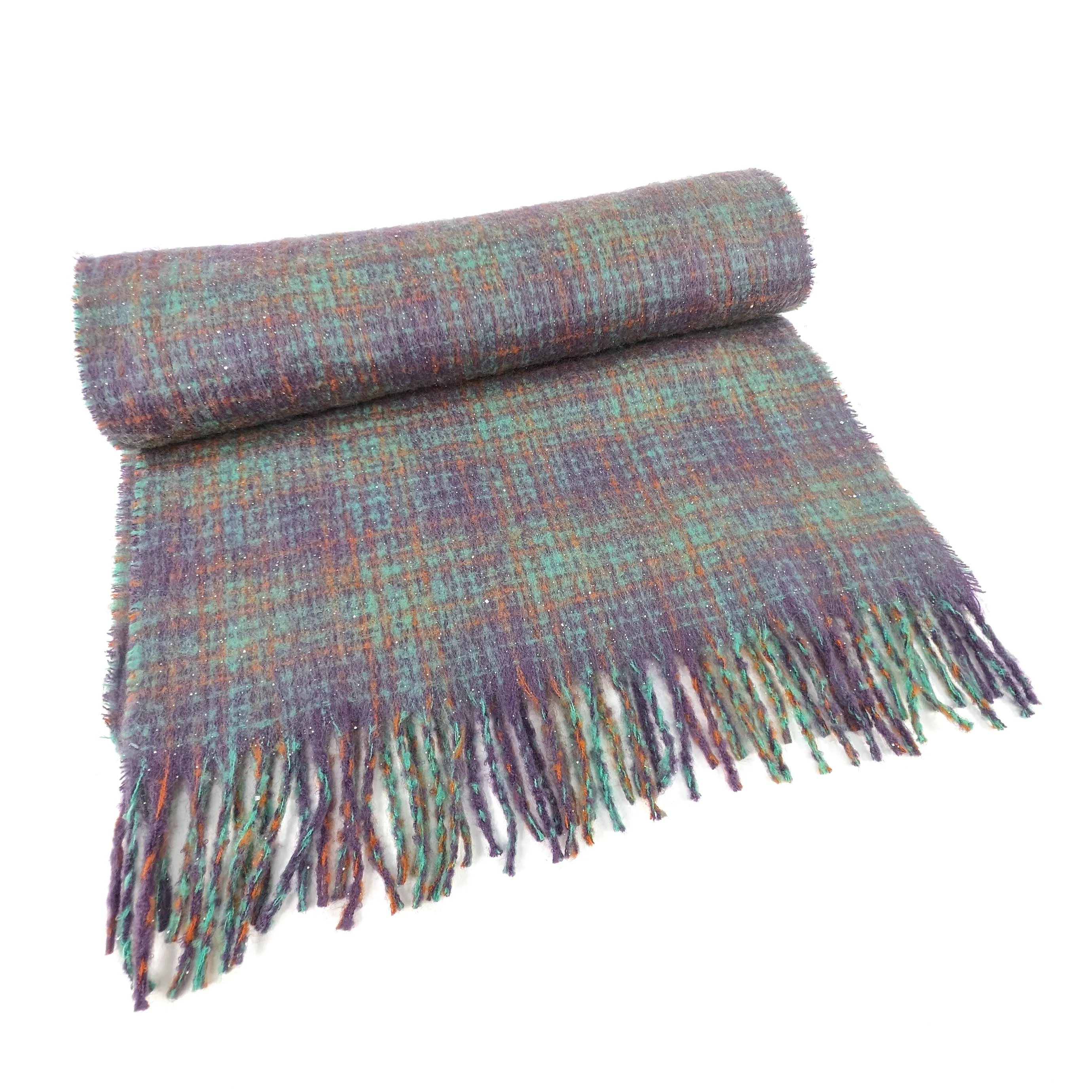 Vetrino - Fuzzy Thick Check Scarf (50x180cm) - Purple