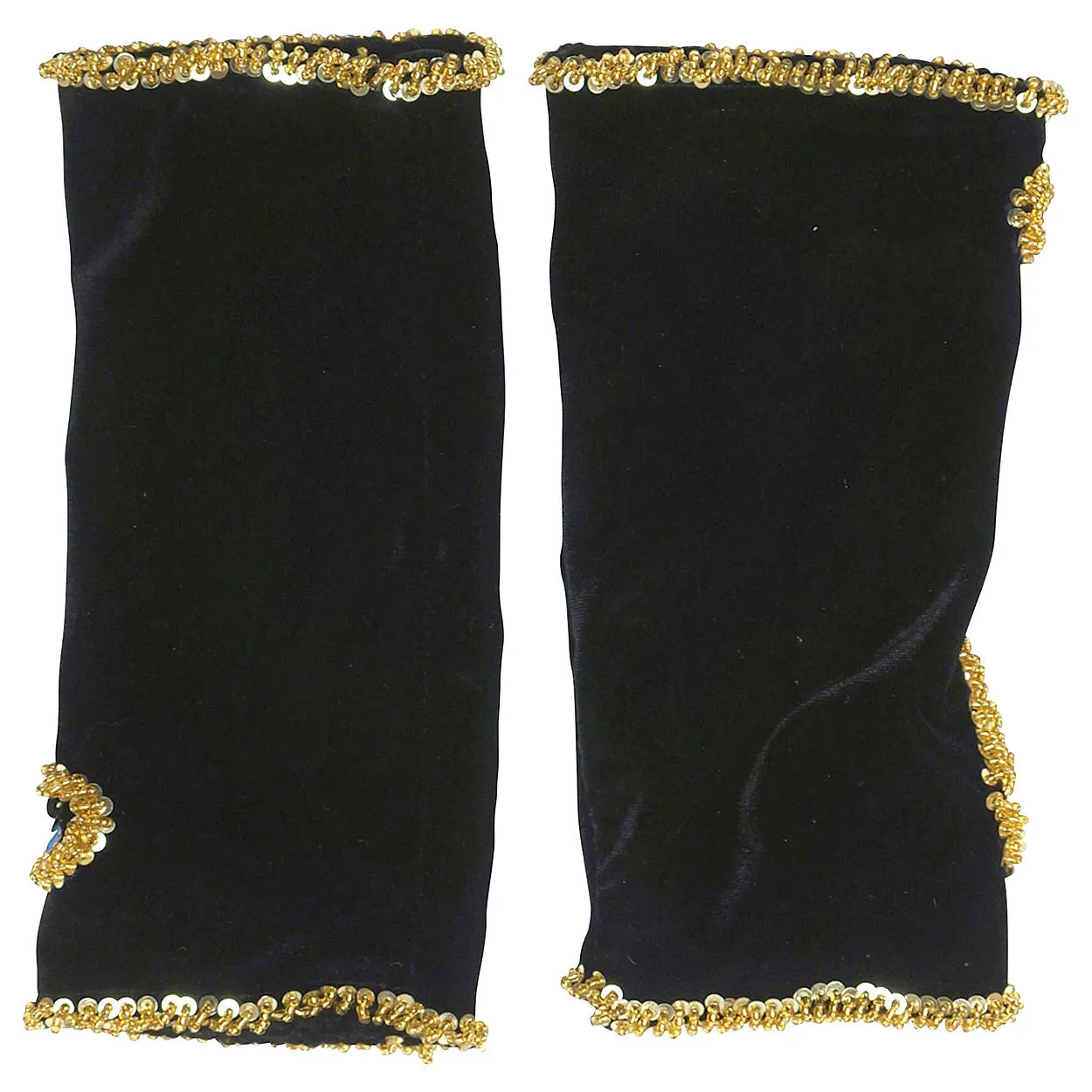 Vintage Gauntlet Gloves Stretchy Black Velvet Beaded and Sequinned Fingerless