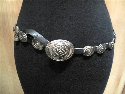 Vintage Navajo Tribe Mini Concha Belt in Sterling Silver