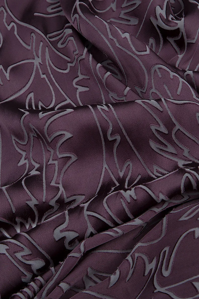 Vintage Violet Devoré Feather Silk Scarf