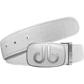 White Ostrich Texture Leather Strap with db Classic Stripe Buckle