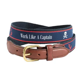 Work Like a Captain Bespoken Motif Leather Tab Belt